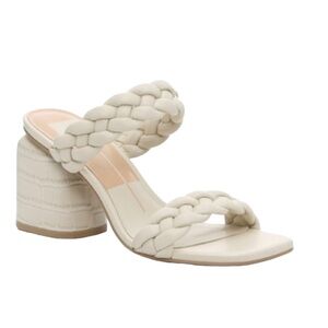 Dolce Vita Natie Woven Heeled Sandals Ivory White Size 10